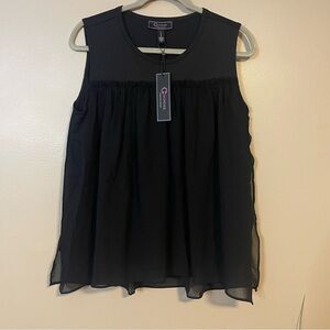 C Wonder by Christian Siriano Black Sleeveless Blouse with Flowy Design Size L